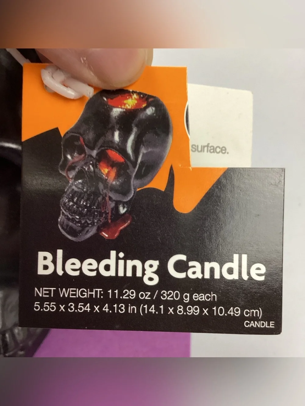 Two Black Bleeding Skull Halloween decor Candles New with Tag